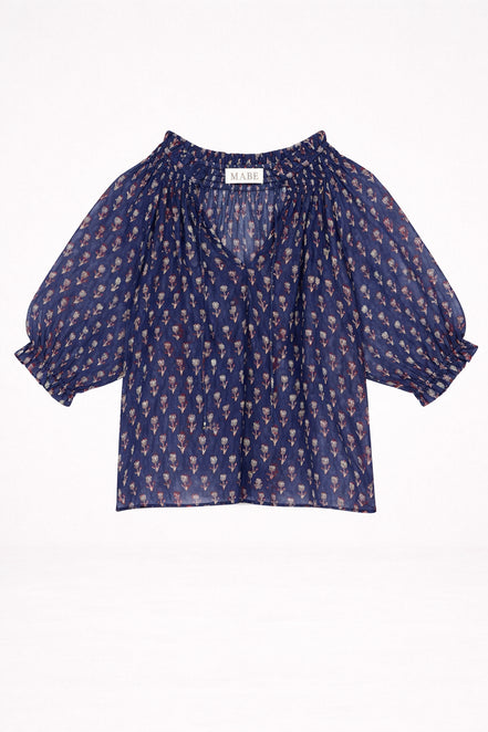 MA.BE Apparel, Blusa in Cotone Leggero Stampato Ari