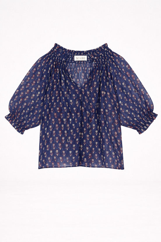 MA.BE Apparel, Blusa in Cotone Leggero Stampato Ari