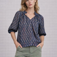 MA.BE Apparel, Blusa in Cotone Leggero Stampato Ari