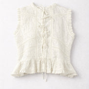 Top Senza Maniche in Pizzo con Lacci Bianco Camila Maison Hotel