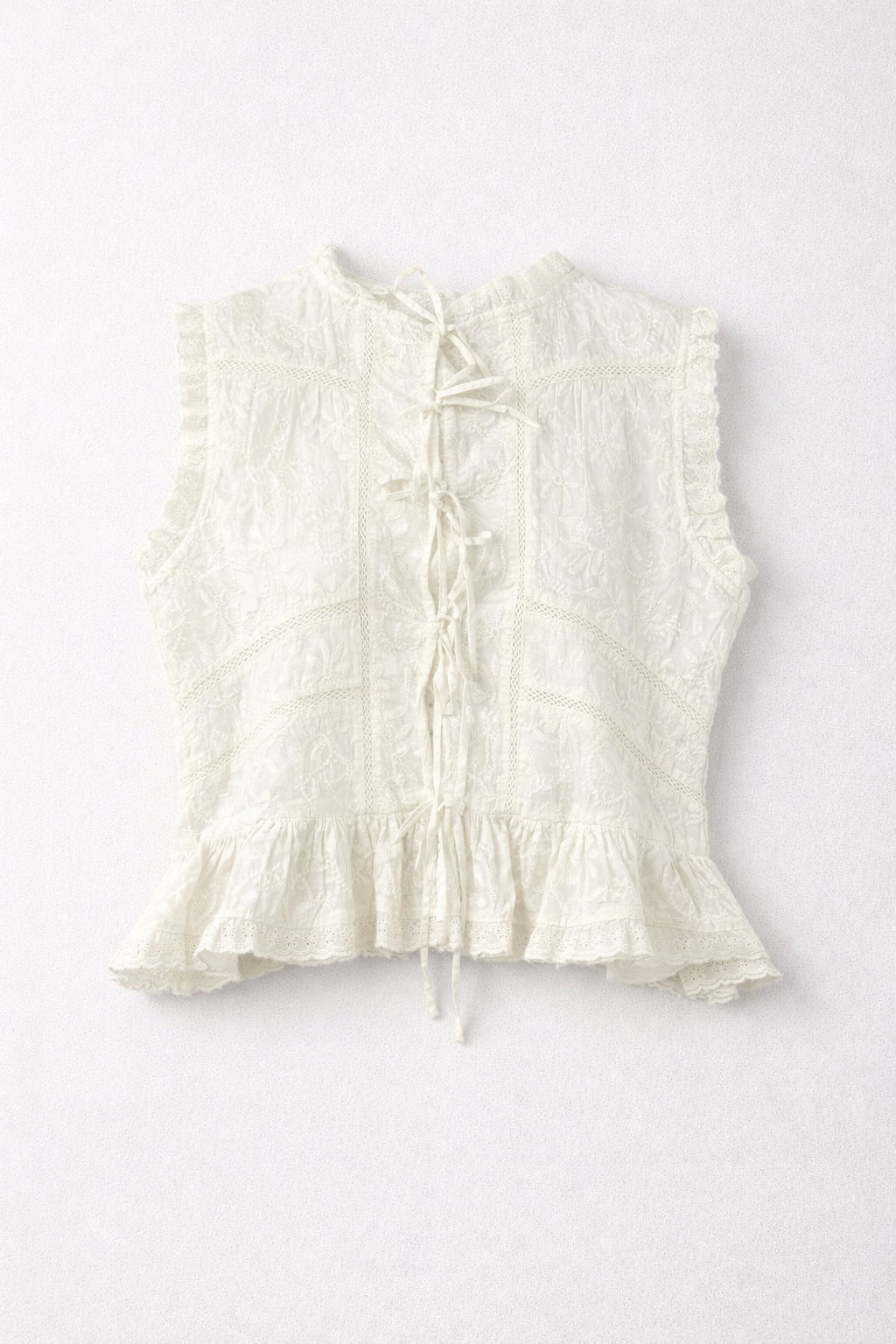 Top Senza Maniche in Pizzo con Lacci Bianco Camila Maison Hotel