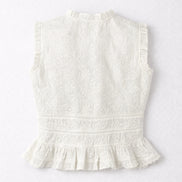 Top Senza Maniche in Pizzo con Lacci Bianco Camila Maison Hotel