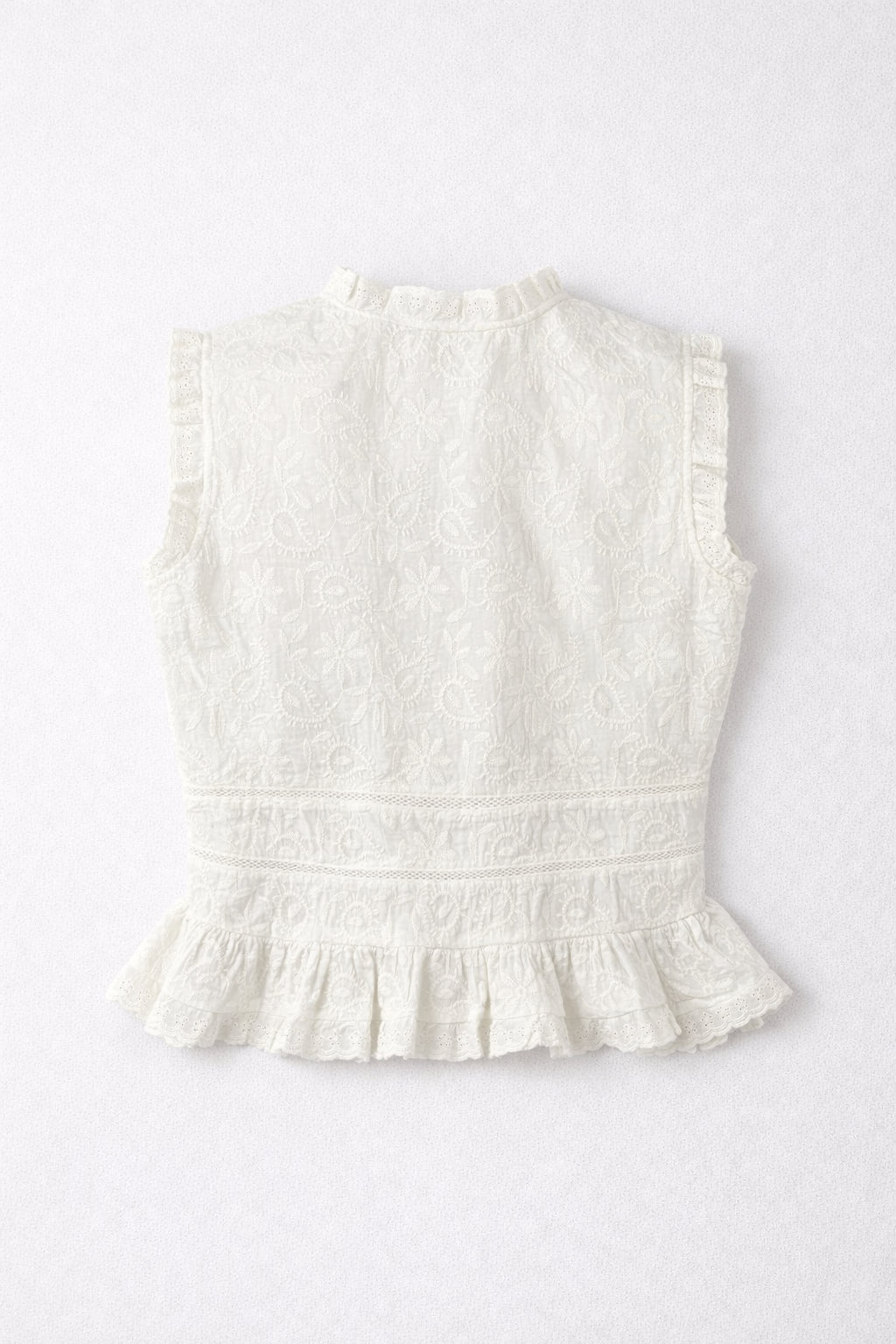 Top Senza Maniche in Pizzo con Lacci Bianco Camila Maison Hotel