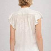 MA.BE Apparel,  Top Ecru con Pizzo e Ricamo Floreale Lilia