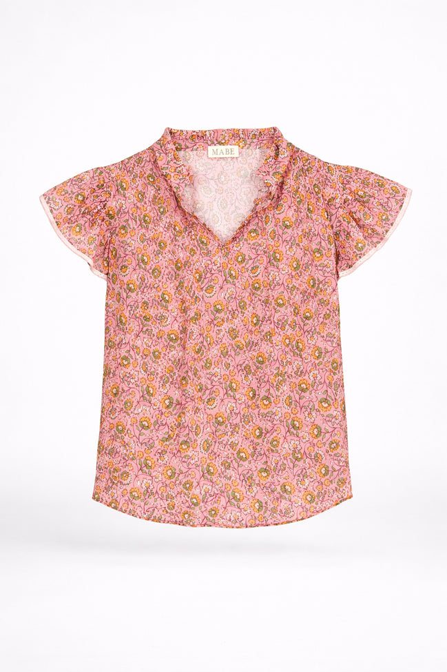 MA.BE Apparel, Top con Volant Maniche Corte Ceci