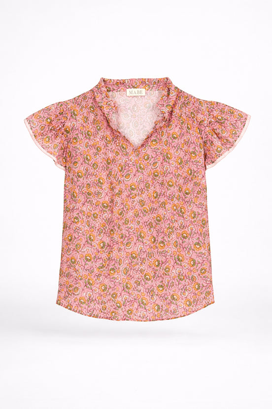 MA.BE Apparel, Top con Volant Maniche Corte Ceci
