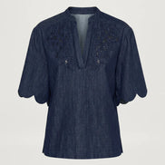 Scarlett Poppies, Camicia Manica a 3/4 in Denim Leggero