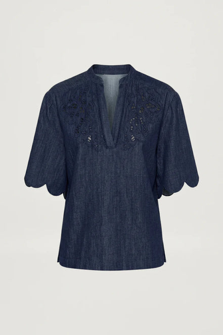 Scarlett Poppies, Camicia Manica a 3/4 in Denim Leggero