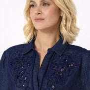 Scarlett Poppies, Camicia Manica a 3/4 in Denim Leggero