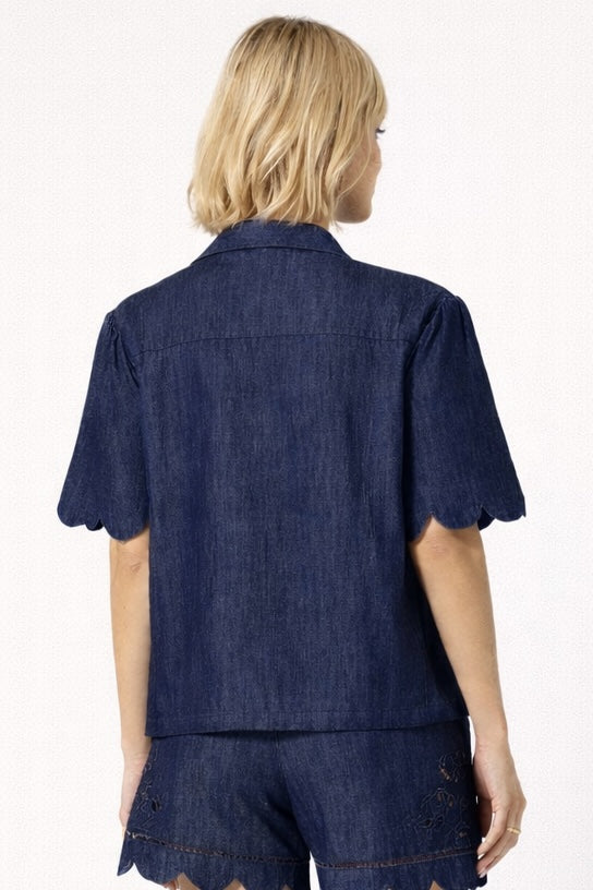Scarlett Poppies, Camicia Manica a 3/4 in Denim Leggero