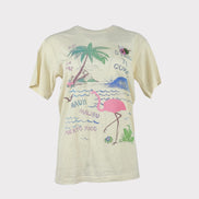 T-Shirt con Stampa Vintage Flamingo NewTone