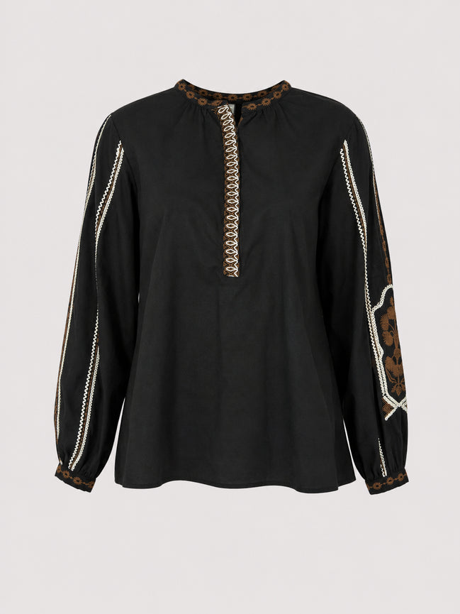 Stella Forest, Tunica in Cotone Nero Gwen