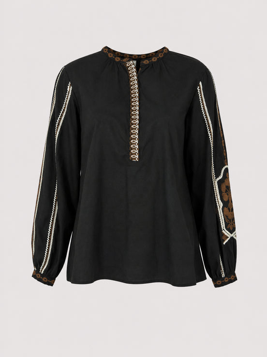 Stella Forest, Tunica in Cotone Nero Gwen