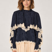 Sea NY,  Blusa con Rivestimento a Mantella e Pizzo