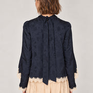 Sea NY,  Blusa con Rivestimento a Mantella e Pizzo