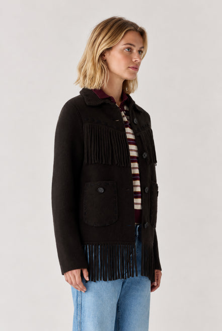 Guest in Residence, Giaccone in Cashmere con Frange Western