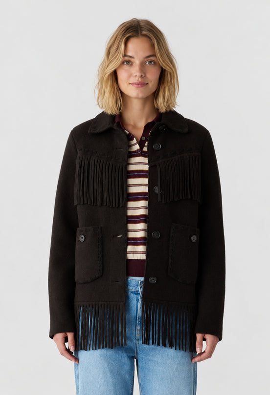 Guest in Residence, Giaccone in Cashmere con Frange Western