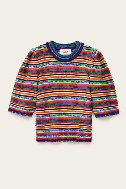Ba&sh, Maglia in Tricot di Cotone a Righe Farfaela