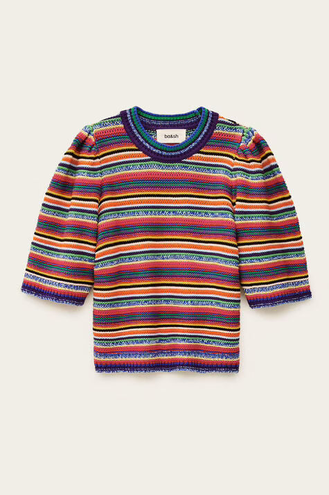 Ba&sh, Maglia in Tricot di Cotone a Righe Farfaela