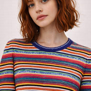 Ba&sh, Maglia in Tricot di Cotone a Righe Farfaela