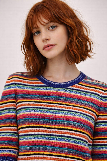 Ba&sh, Maglia in Tricot di Cotone a Righe Farfaela