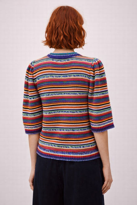 Ba&sh, Maglia in Tricot di Cotone a Righe Farfaela