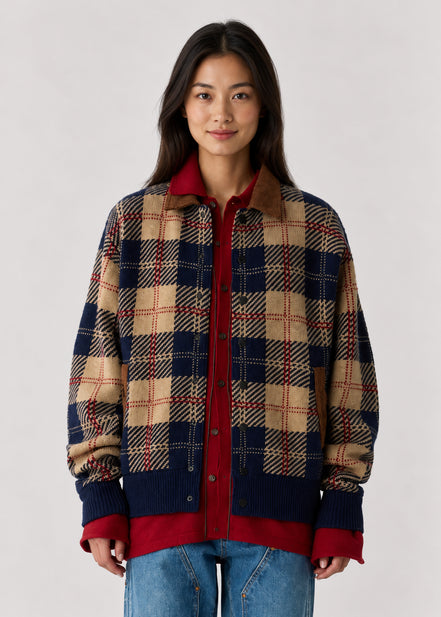 Guest In Residence, Bomber in Cashmere Tartan