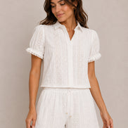 Delfina, Camicia Manica Corta Pizzo Sangallo