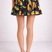 Minigonna Navy Floreale a Ruota con Bottoni Clement Antik Batik