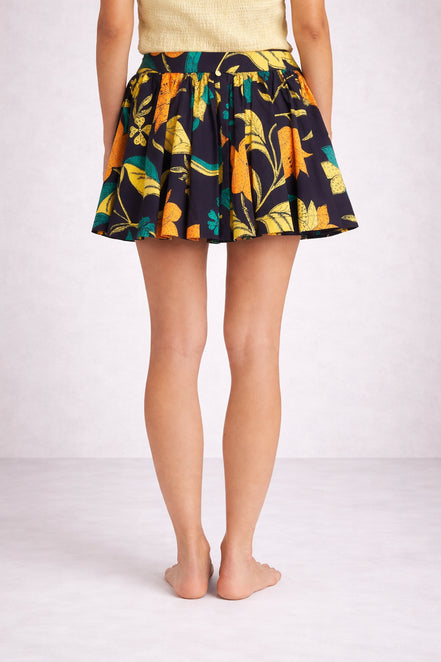 Minigonna Navy Floreale a Ruota con Bottoni Clement Antik Batik