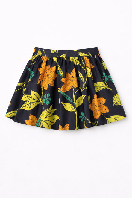 Minigonna Navy Floreale a Ruota con Bottoni Clement Antik Batik