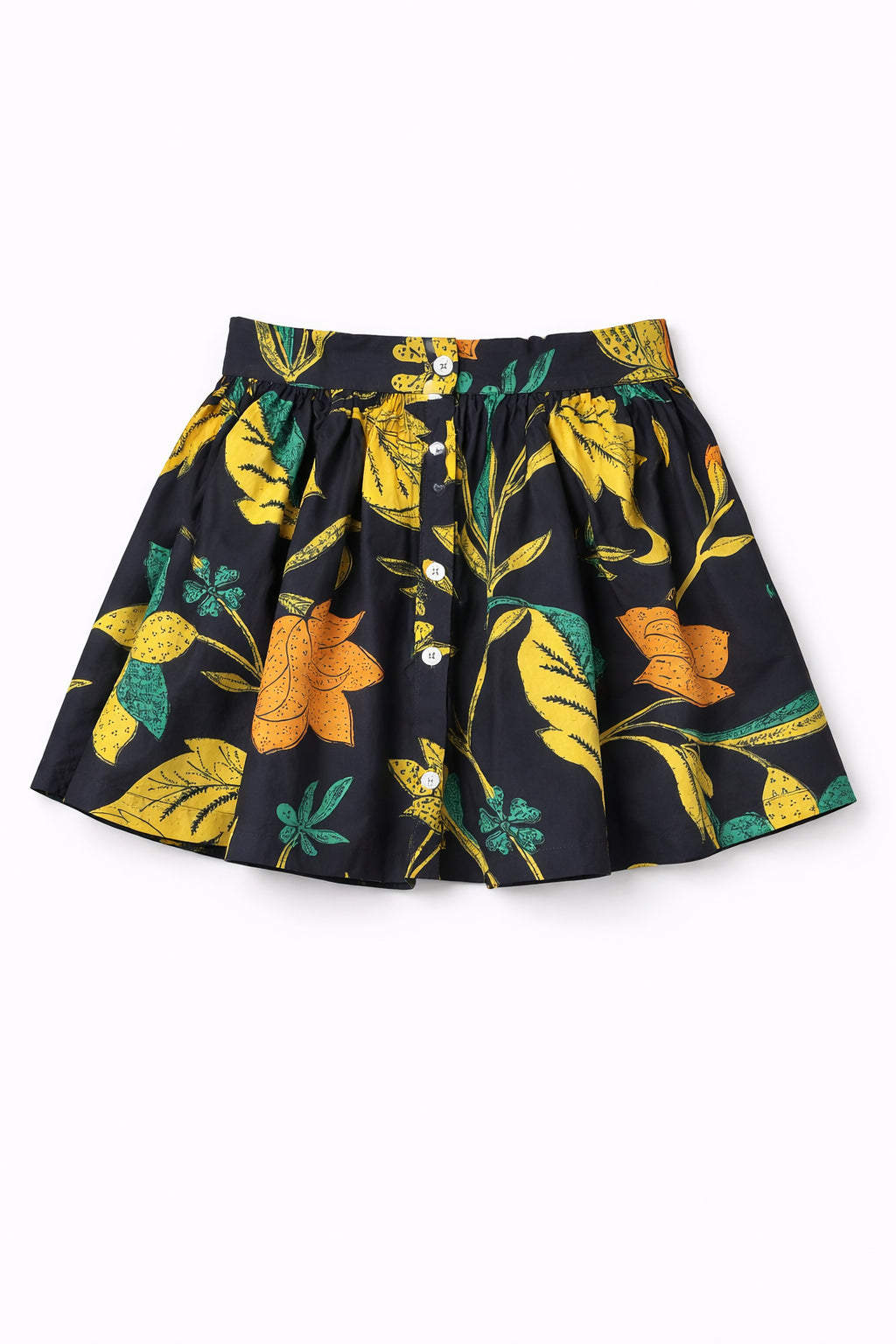 Minigonna Navy Floreale a Ruota con Bottoni Clement Antik Batik