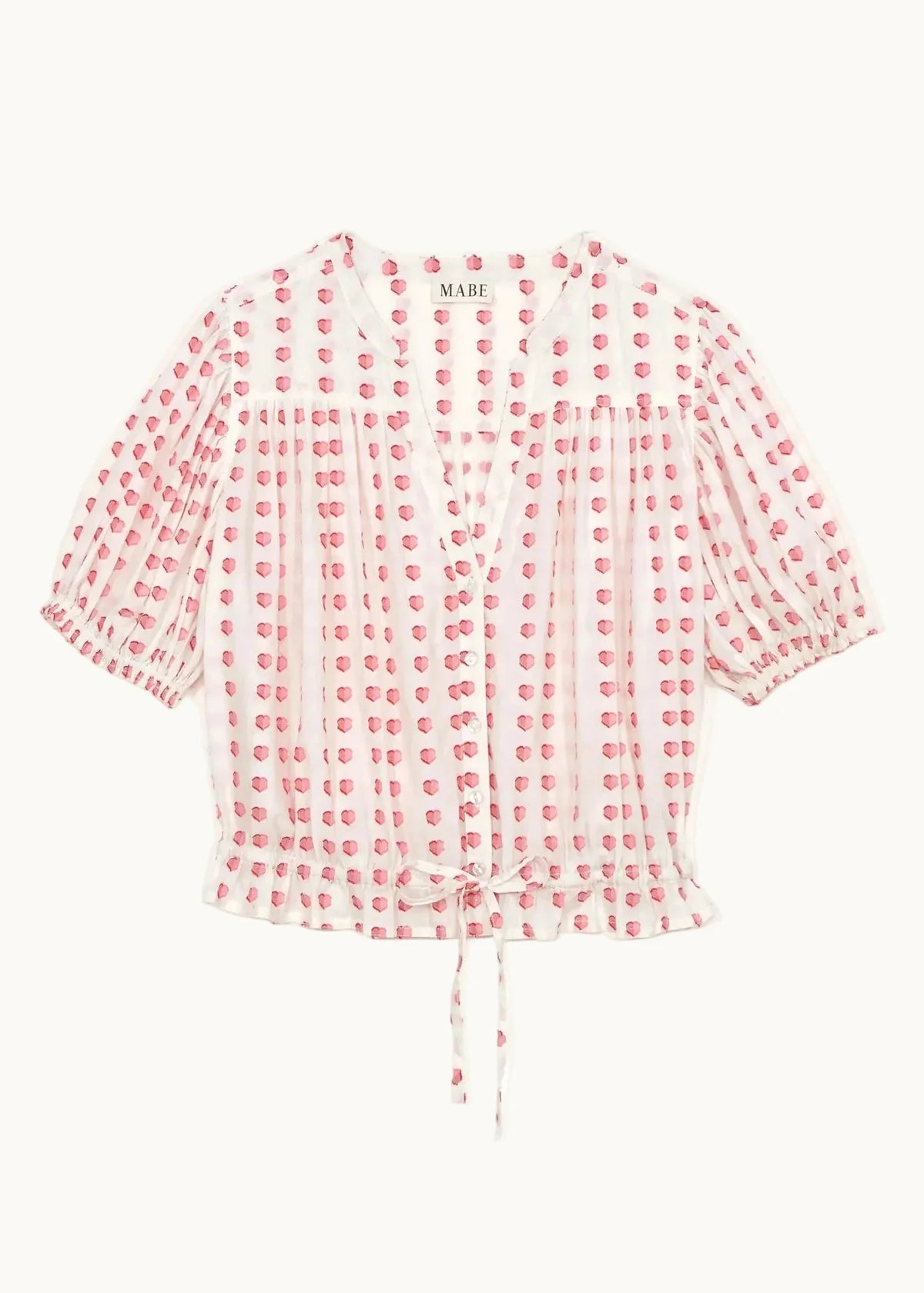 MA.BE Apparel, Camicia con Coulisse e Ricami a Cuore Karla