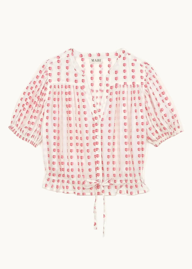 MA.BE Apparel, Camicia con Coulisse e Ricami a Cuore Karla