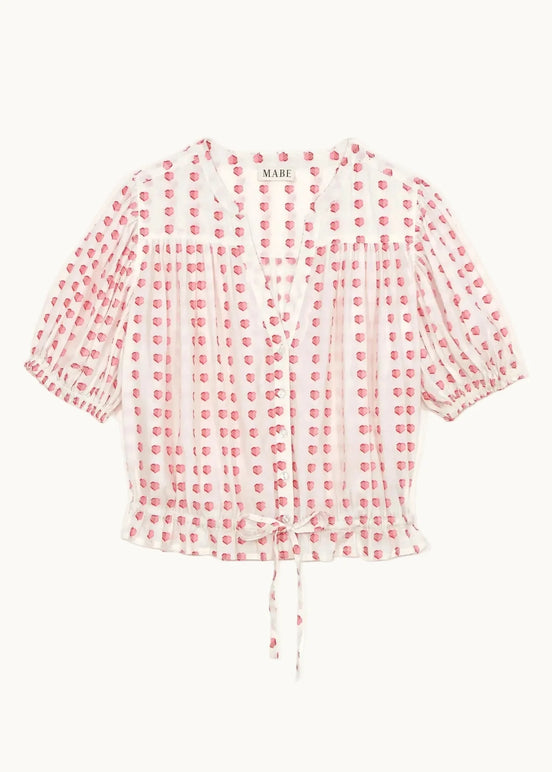 MA.BE Apparel, Camicia con Coulisse e Ricami a Cuore Karla