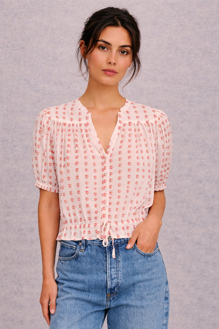 MA.BE Apparel, Camicia con Coulisse e Ricami a Cuore Karla