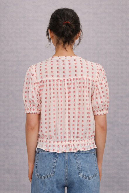MA.BE Apparel, Camicia con Coulisse e Ricami a Cuore Karla