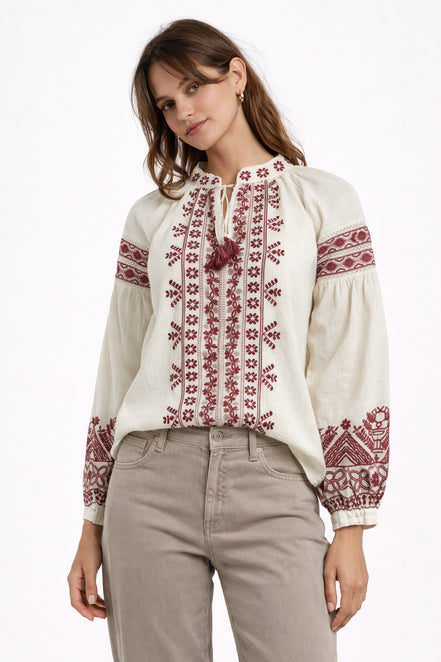 Caftano Burro con Ricami Bordeaux Maison Hotel