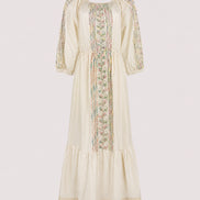 Antik Batik, Abito Lungo Avorio in Cotone Alex