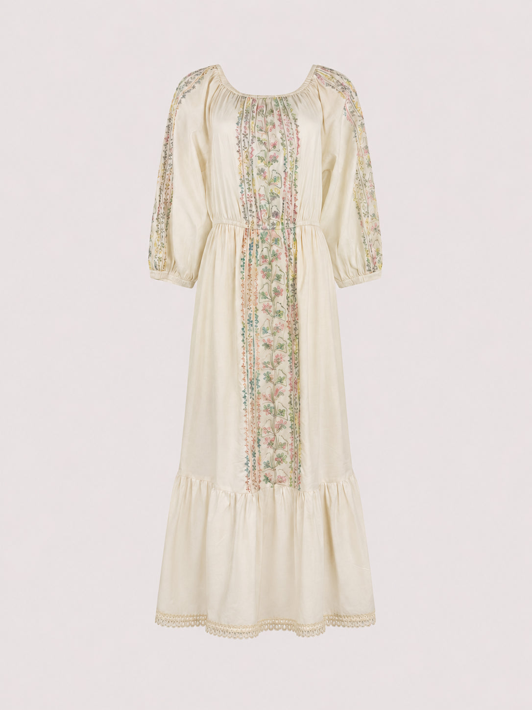 Antik Batik, Abito Lungo Avorio in Cotone Alex
