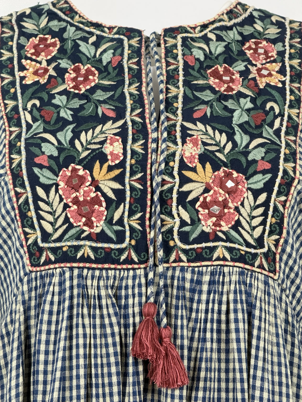 Abito Quadretti Blu con Ricami Augusta Maison Hotel