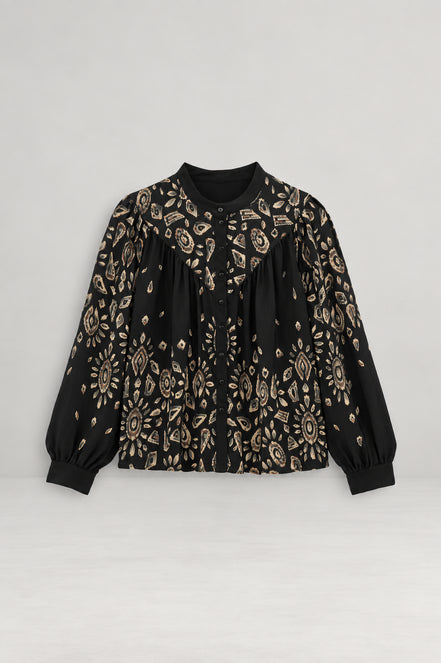 Ba&sh, Blusa Nera Stampata Brava