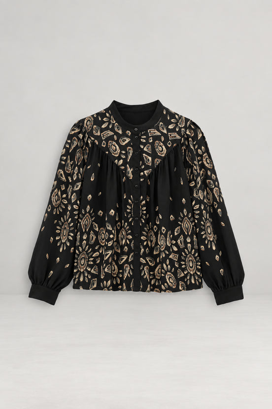 Ba&sh, Blusa Nera Stampata Brava