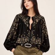 Ba&sh, Blusa Nera Stampata Brava