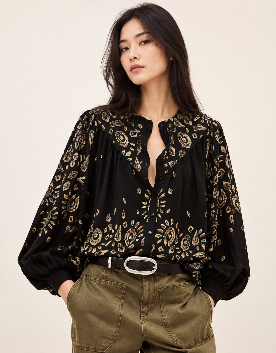 Ba&sh, Blusa Nera Stampata Brava