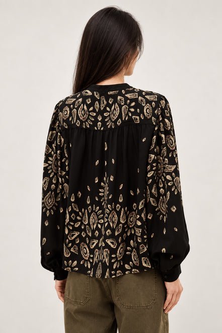 Ba&sh, Blusa Nera Stampata Brava