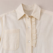 Camicia in Voile di Cotone con Taschino Beige Tee Shirt Antik Batik