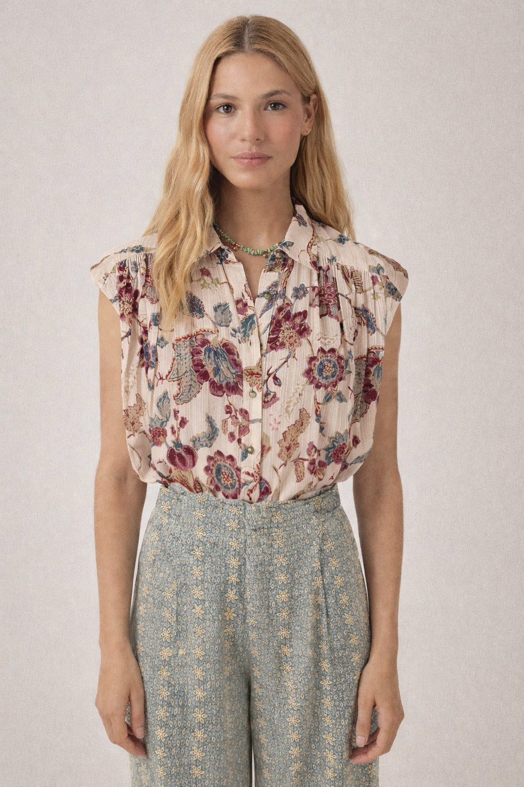 Camicia Senza Maniche a Fiori Bianca Maison Hotel