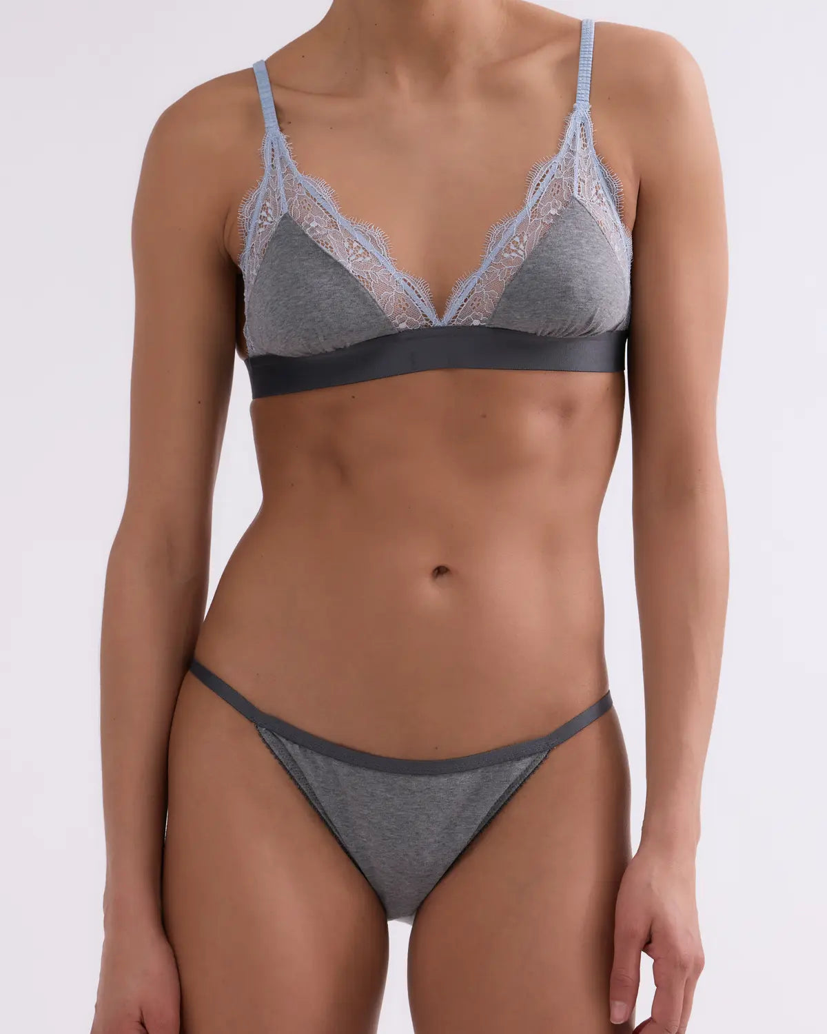 Love Stories, Set Bralette Love Lace & Slip Wild Rose Grey