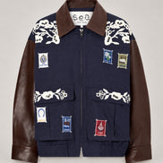 SEA New York, Giaccone con Patch e Maniche in Pelle Georgie